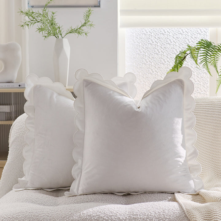 Plush Scalloped Velvet Throw Pillow Cover