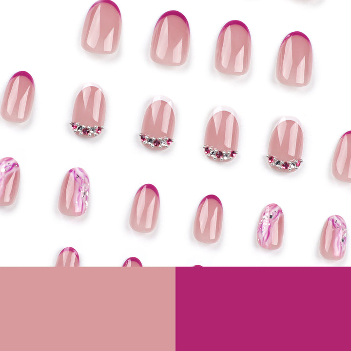 Elegant artificial nails with glamorous gradient colors and rhinestone accents Stornfield