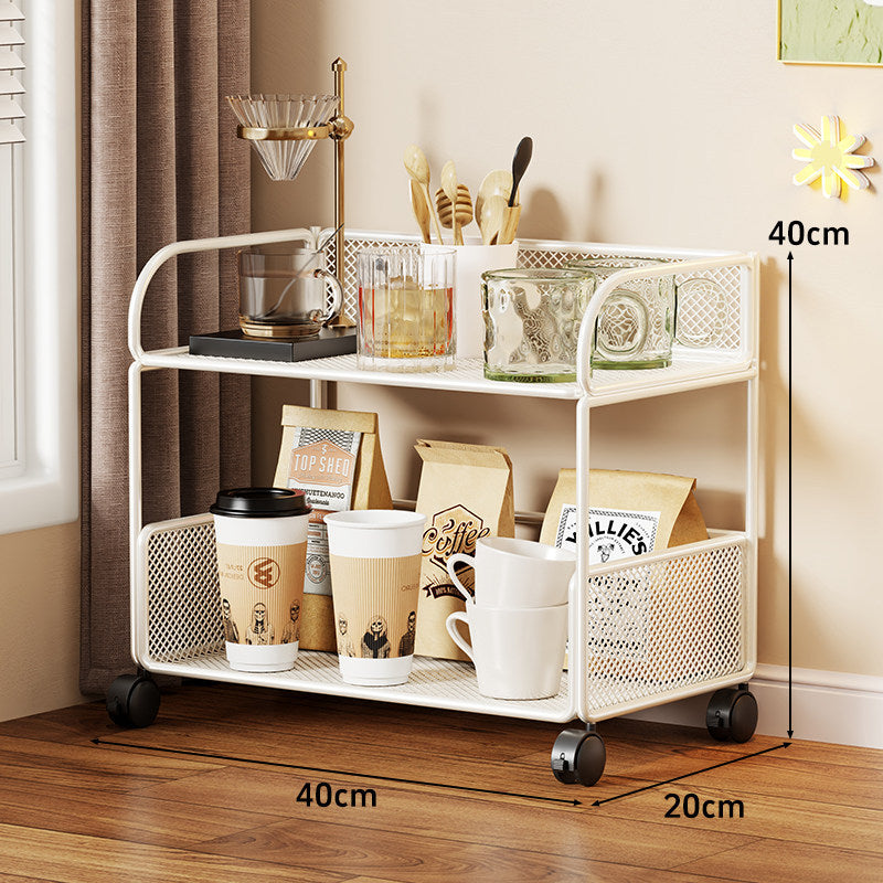 Tiered Metal Mesh Countertop Organizer Shelf with Raised Mesh Sides