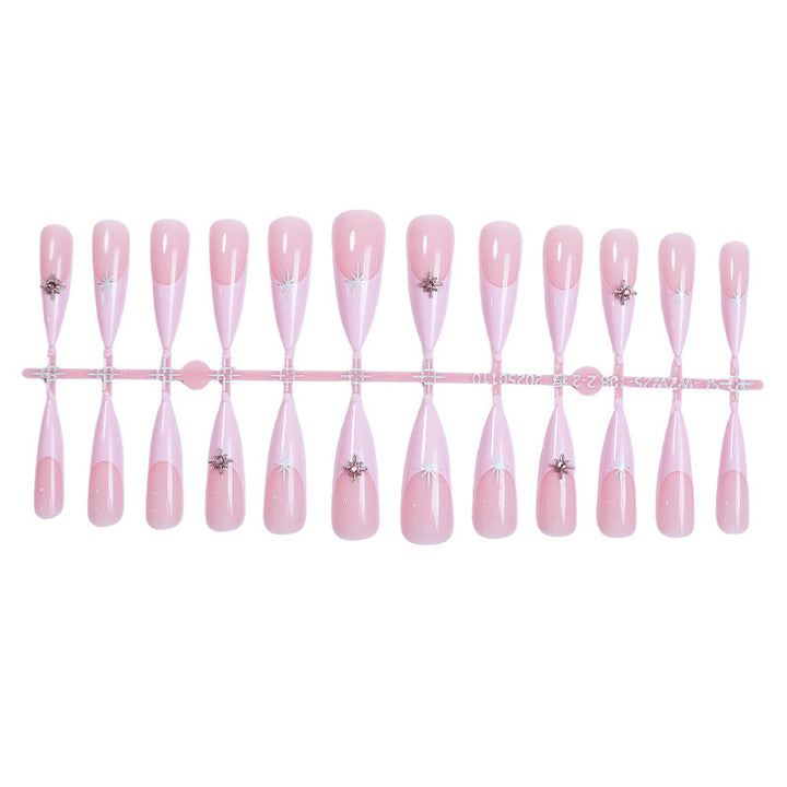 Artificial nail set with elegant glitter and floral design Stornfield