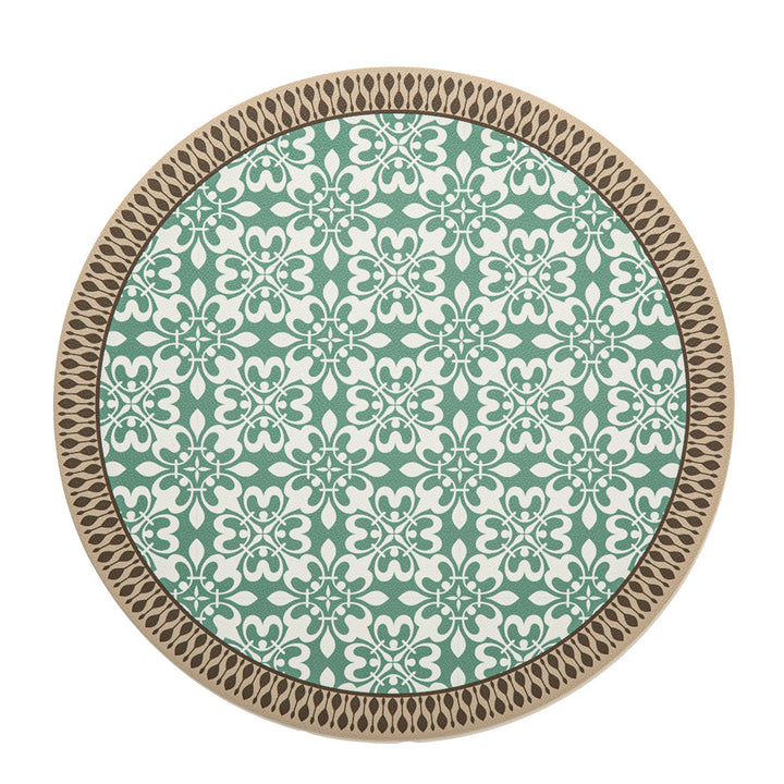 Round decorative rug with floral animal illustration and fine jacquard structure Stornfield