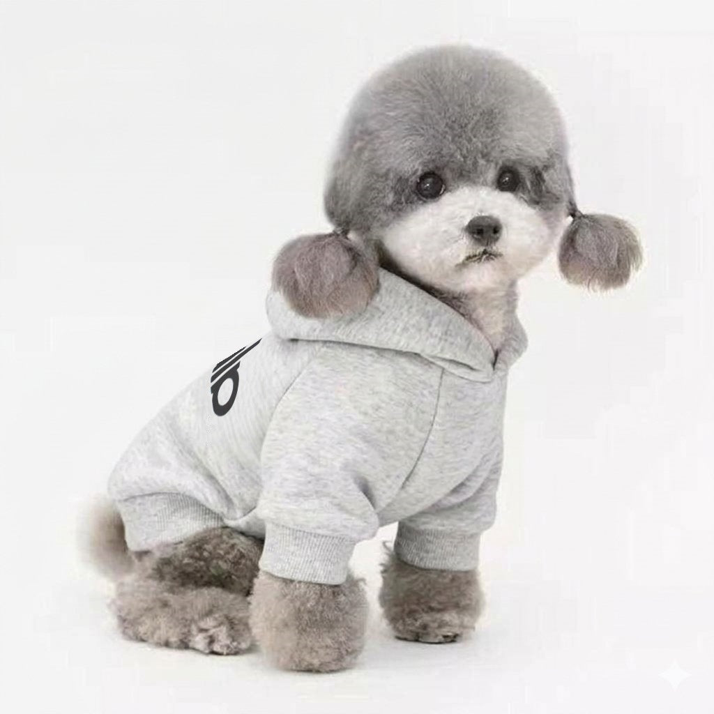 Small Dog Cotton-Blend Hooded Pullover Sweatshirt with Ribbed Cuffs and Logo Print