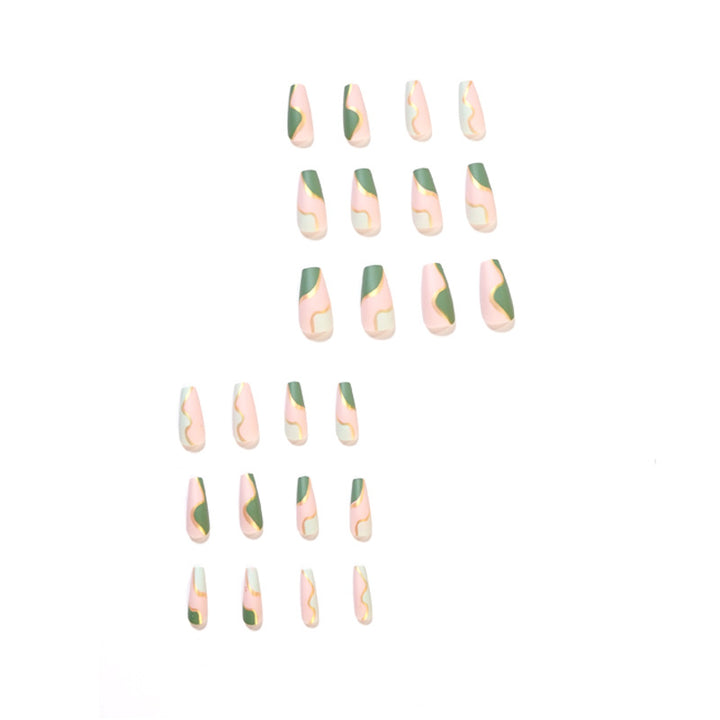 Artful Nail Extensions with Elegant Gold Decoration Design Stornfield