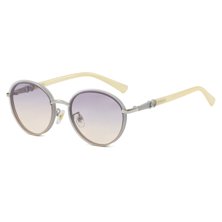 Ladies elegant round sunglasses with mirrored effect Stornfield