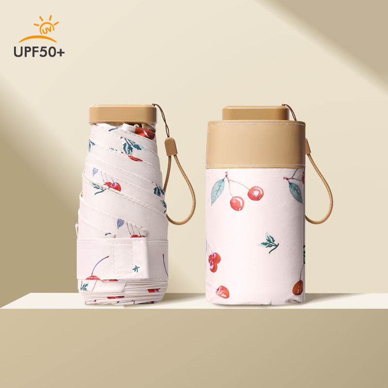 Women Foldable Umbrella with Fruity Design and Integrated Carry Bag Stornfield