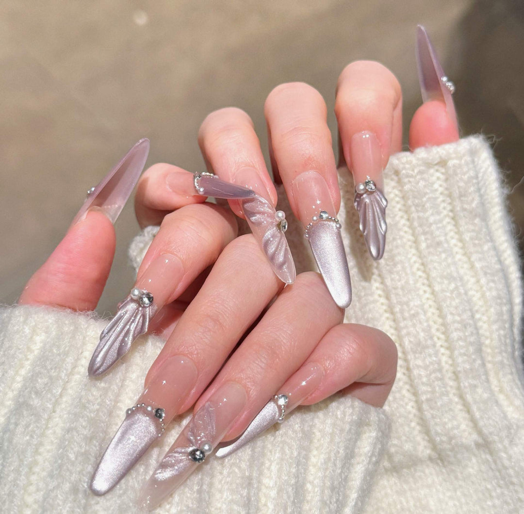 Glamorous Crystal-Studded Stiletto Press-On Nails Stornfield