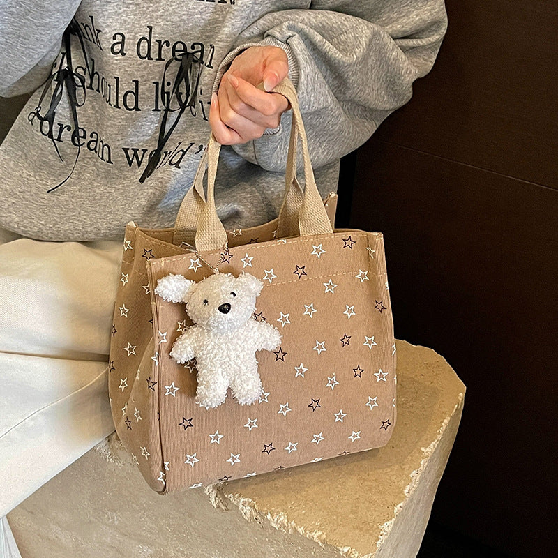 Casual Star-Patterned Mini Tote Bag
