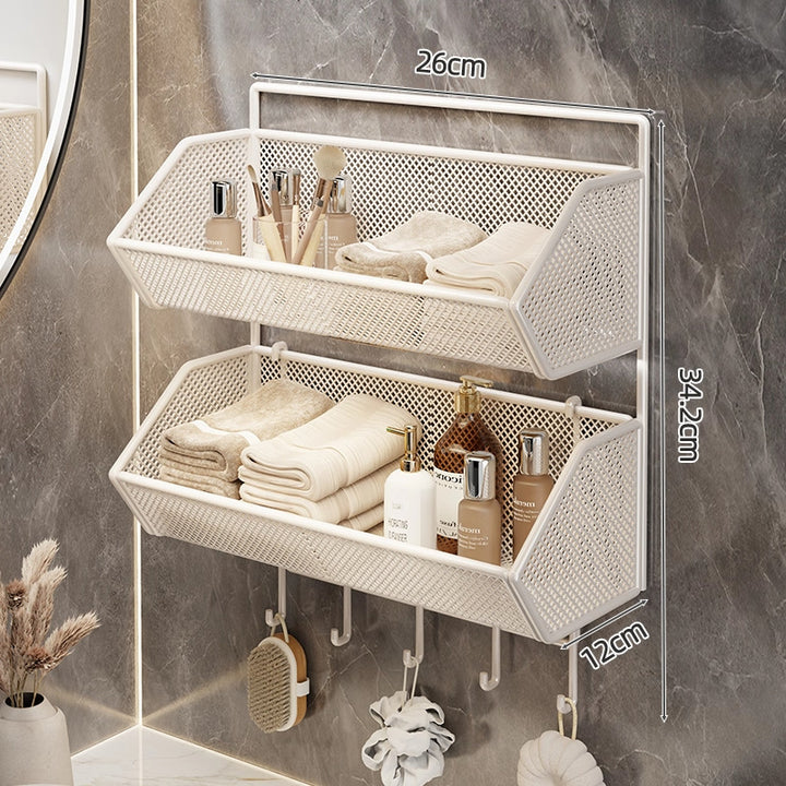 Wall-Mounted Mesh Bathroom Organizer Shelf
