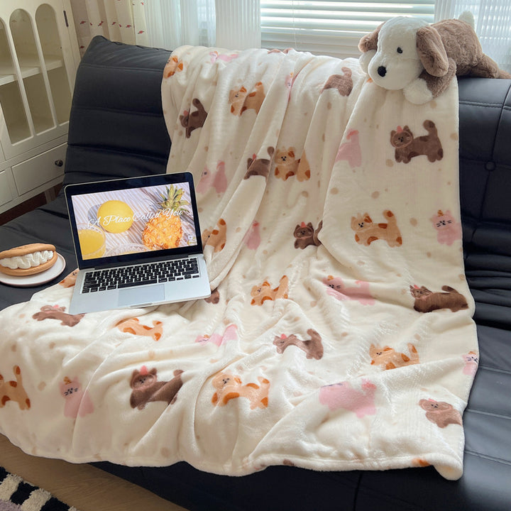 Cozy Plush Cartoon Dog-Themed Throw Blanket