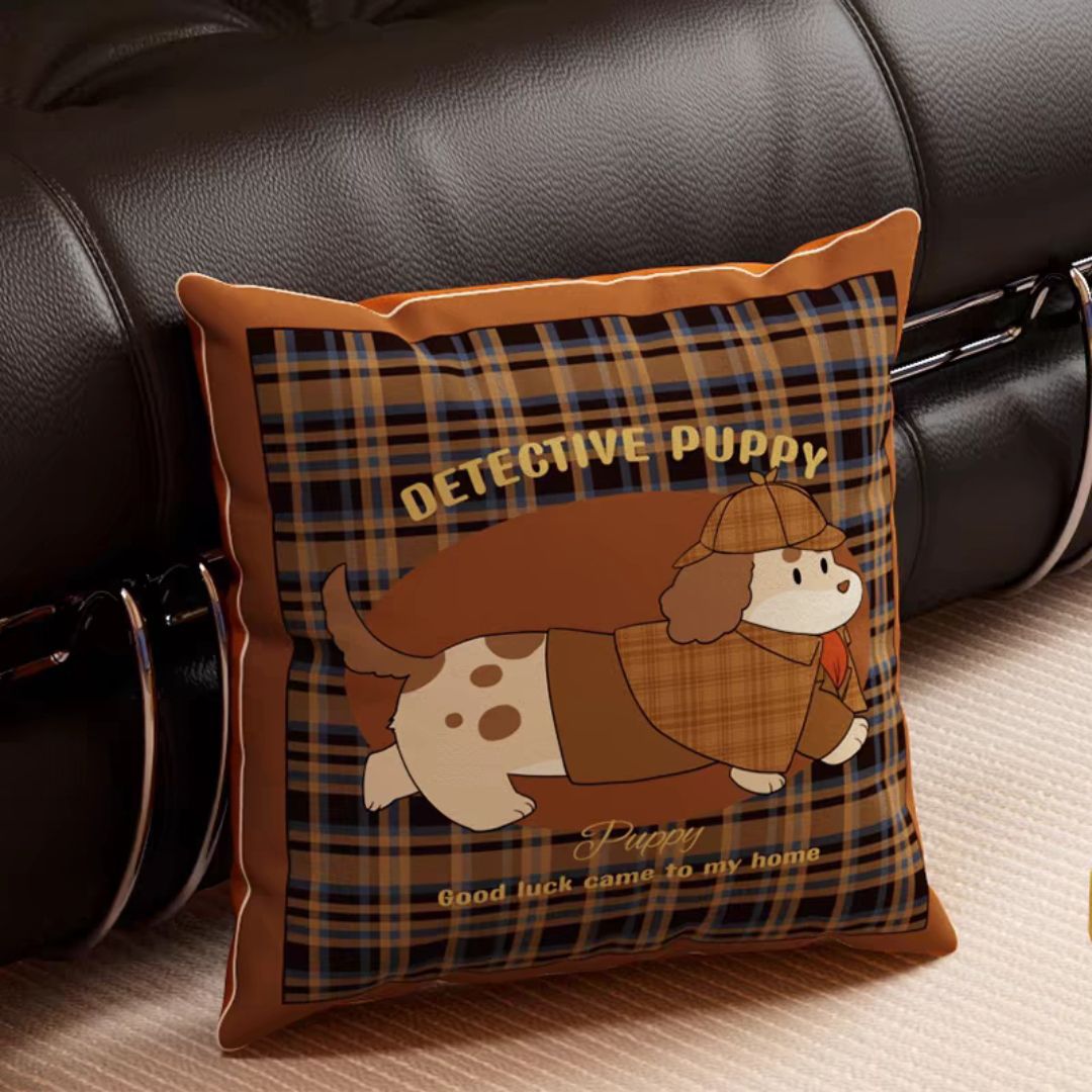 Cartoon Dog-Themed Decorative Throw Pillow