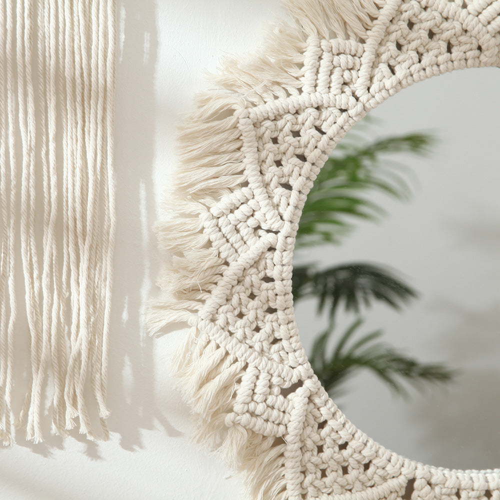 Macrame Decorative Round Wall Mirror Stornfield