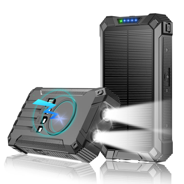 High-performance solar power bank with double LED light and fast charging function Stornfield