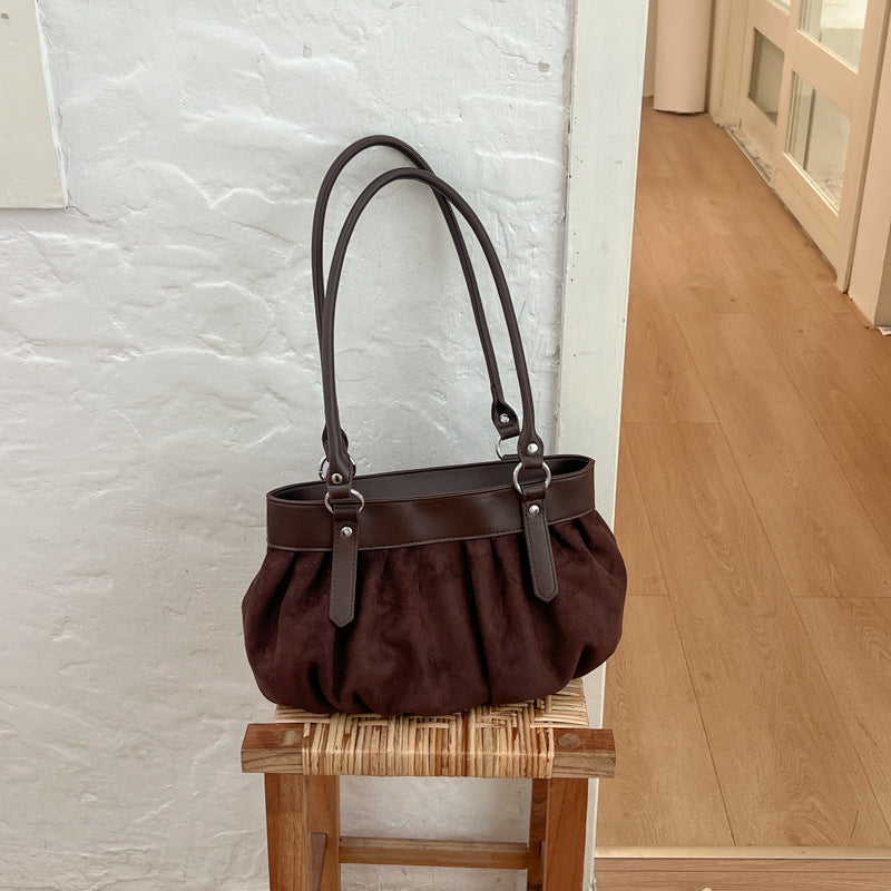 Gathered Suede Handbag