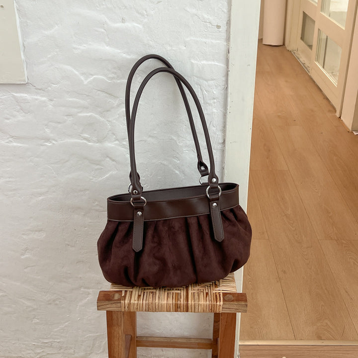 Gathered Suede Handbag