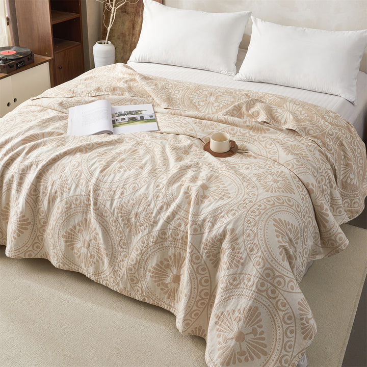Reversible Floral Jacquard Cotton Coverlet Quilt Bedspread