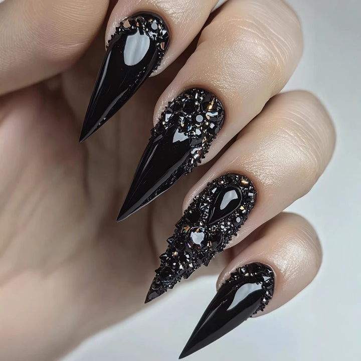Artificial Nails in Elegant Stiletto Design with Sparkling Rhinestone Accents Stornfield