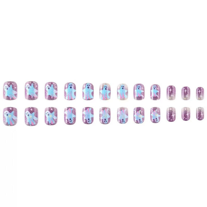 Acrylic Nail Set with Creepy Ghost Motifs Stornfield