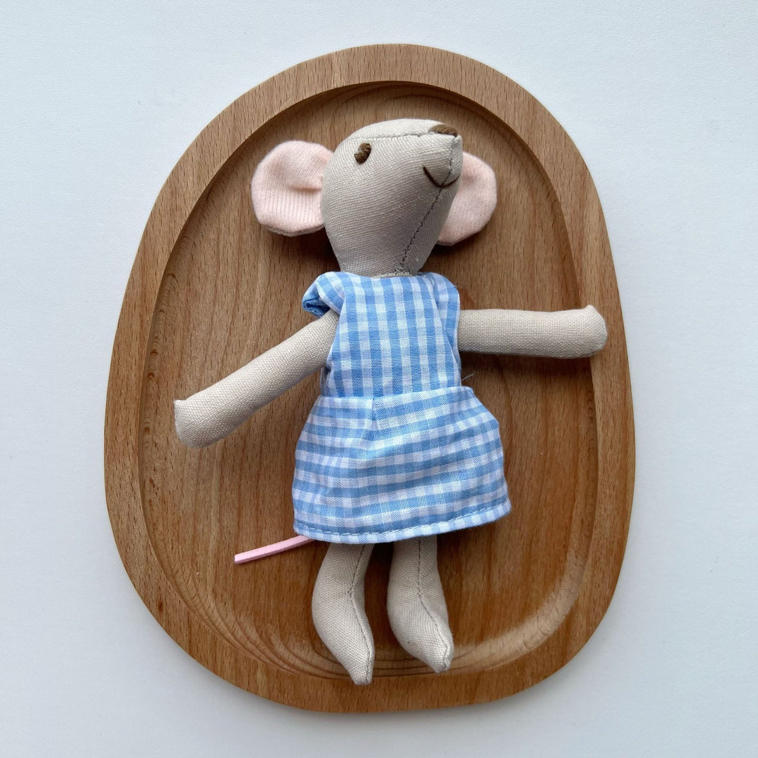 Handcrafted Organic Cotton Bunny Doll with Linen Jacket and Plaid Shorts