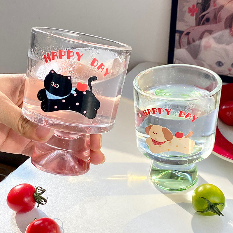 Glass chalice with cheerful cat motif Stornfield