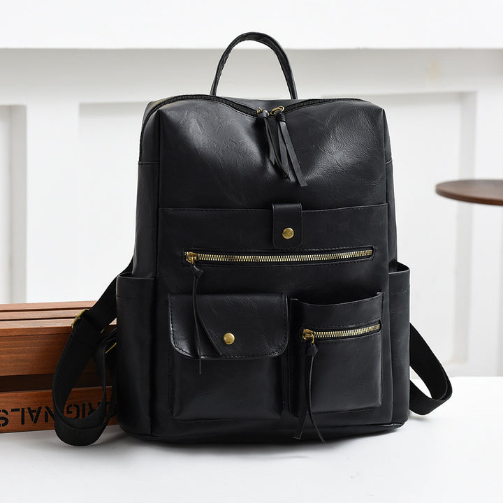 Stylish Multi-Pocket Faux Leather Backpack Stornfield
