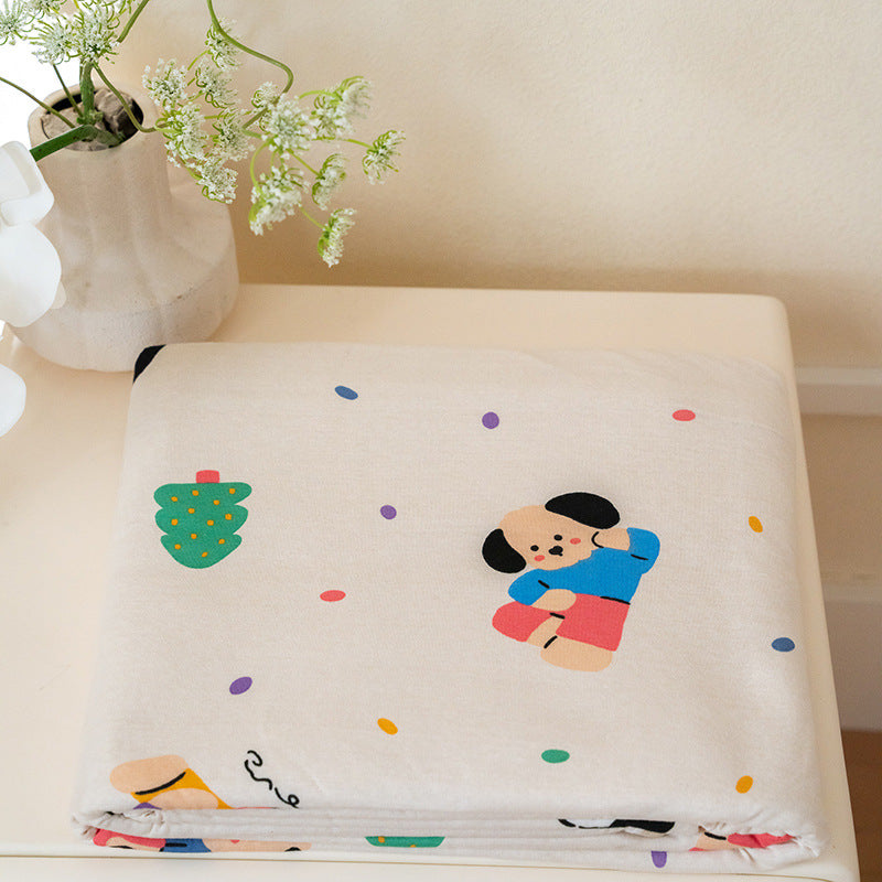 Organic Cotton Muslin Swaddle Blanket with Playful Cartoon Print