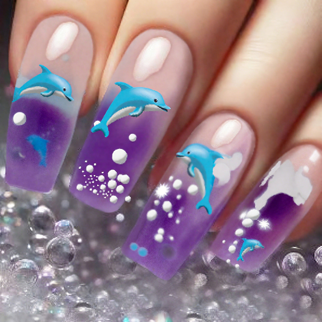 Dolphin-Themed Artistic Nail Art Set