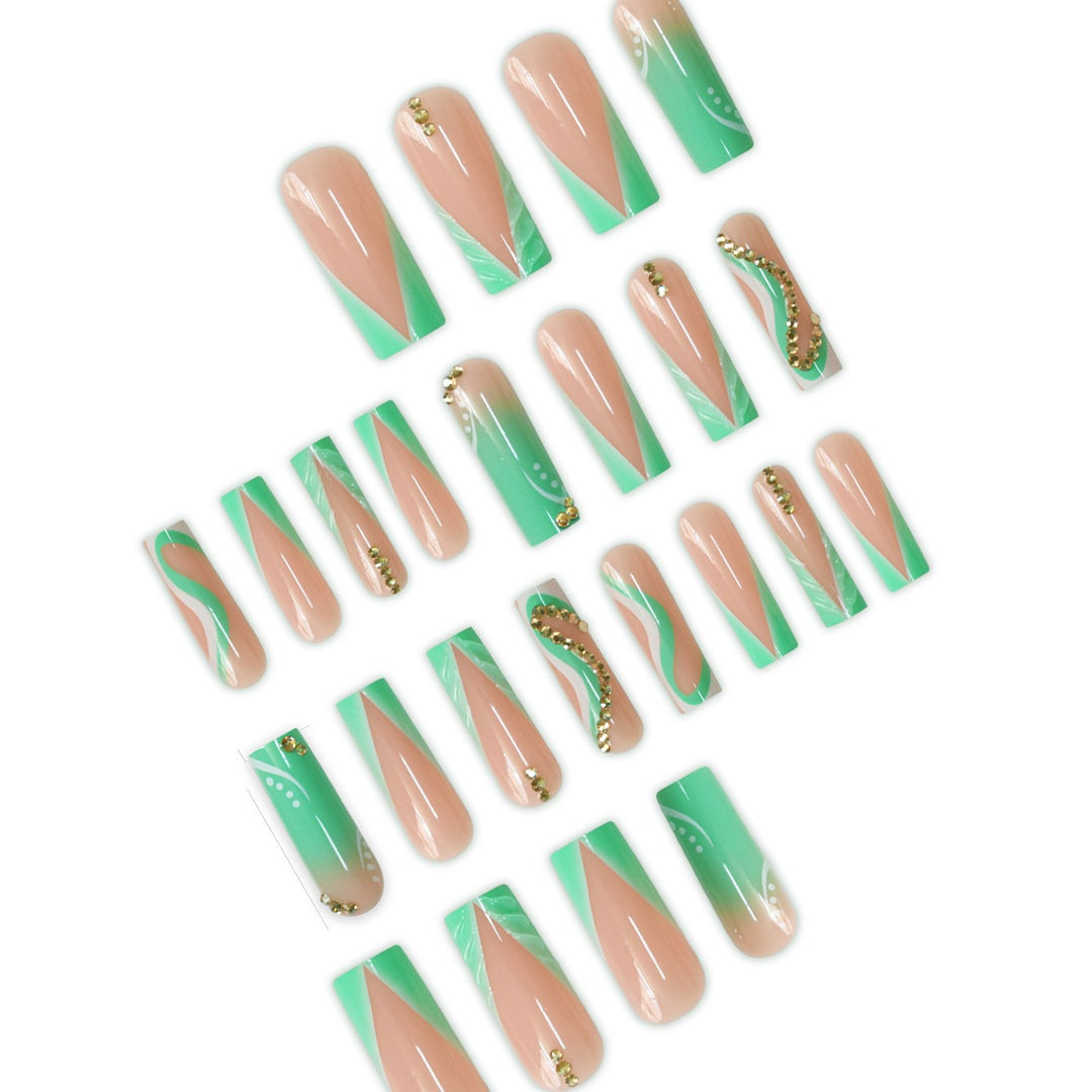 Decorative Press-On Nail Art Set with Rhinestone Accents Stornfield