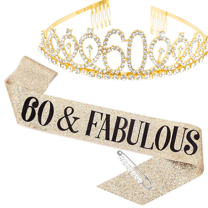 Ladies Crystal Birthday Tiara and Sash Set Stornfield