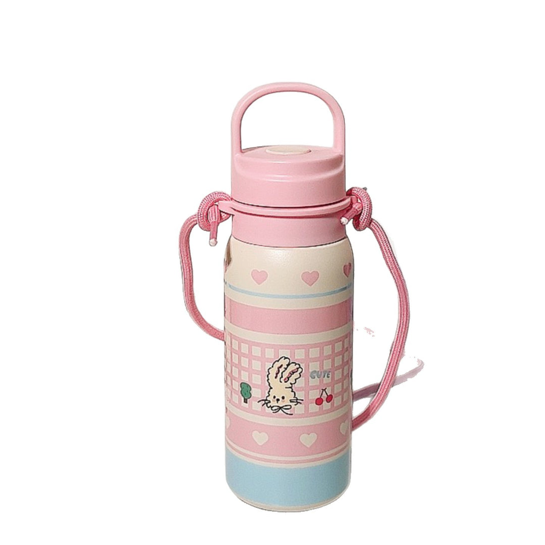 Women's insulated drink bottle with continuous animal design and carrying strap Stornfield