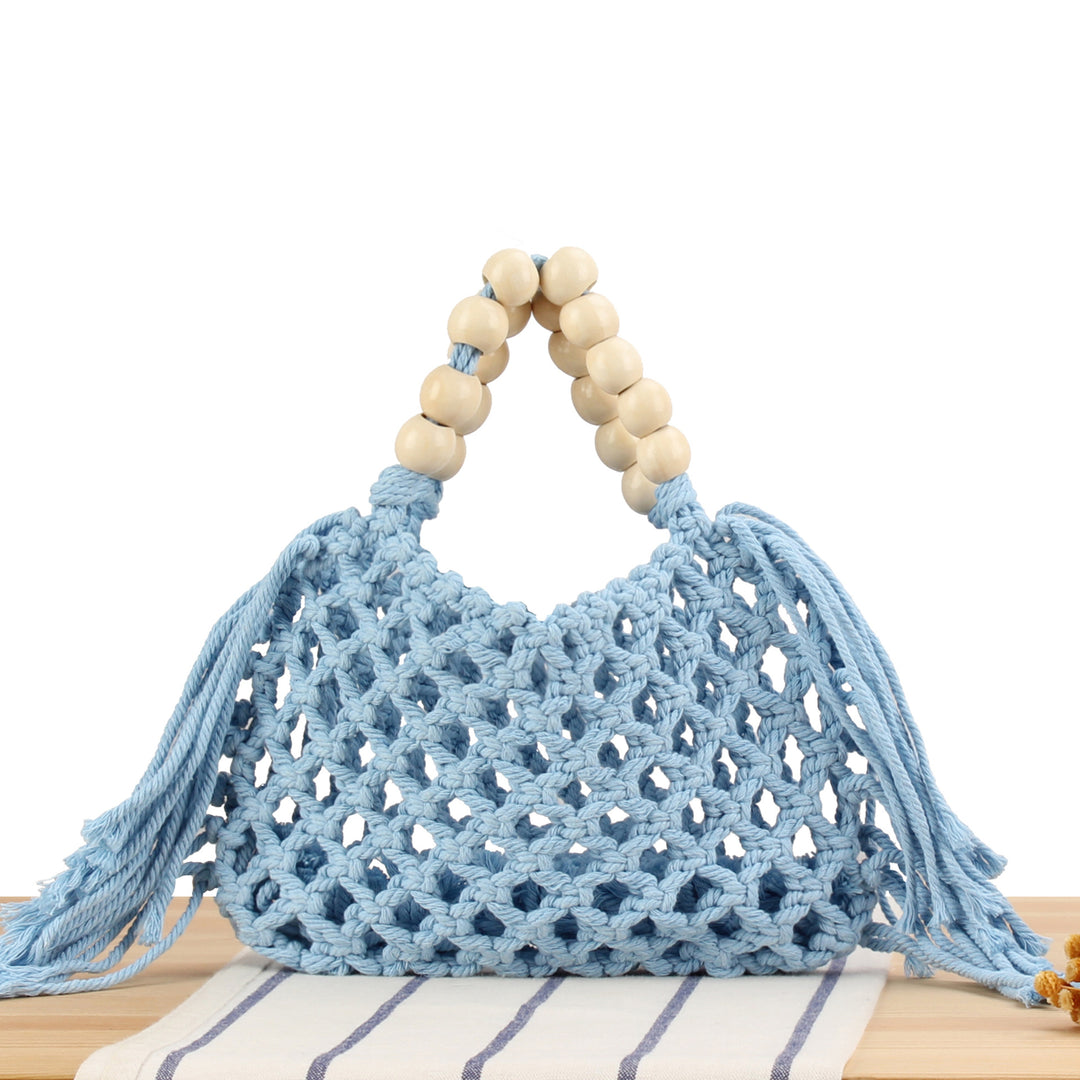 Handmade Macrame Bag with Wooden Handles Stornfield