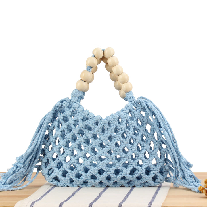 Macrame Handbag with Wooden Handles Stornfield