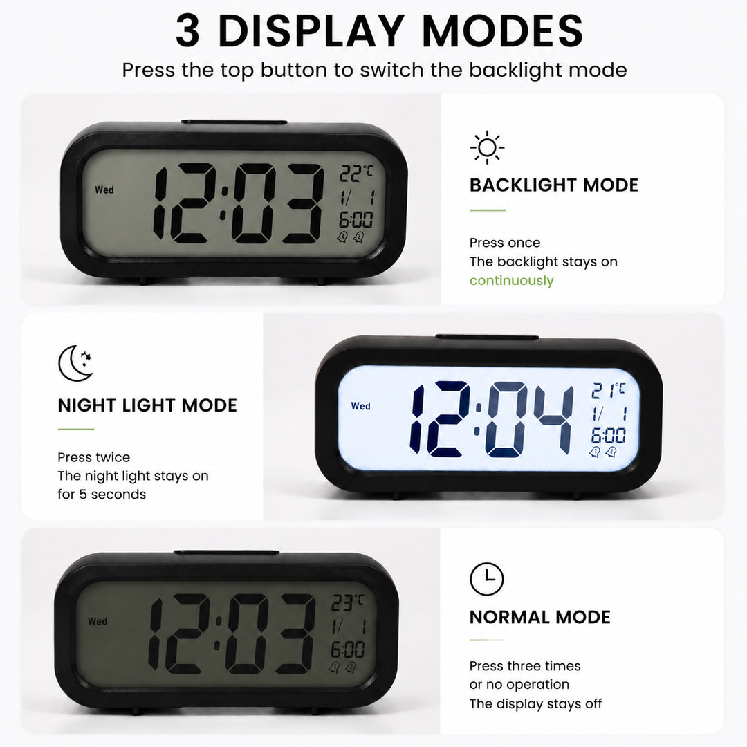 Digital alarm clock with temperature sensor and large LED display Stornfield
