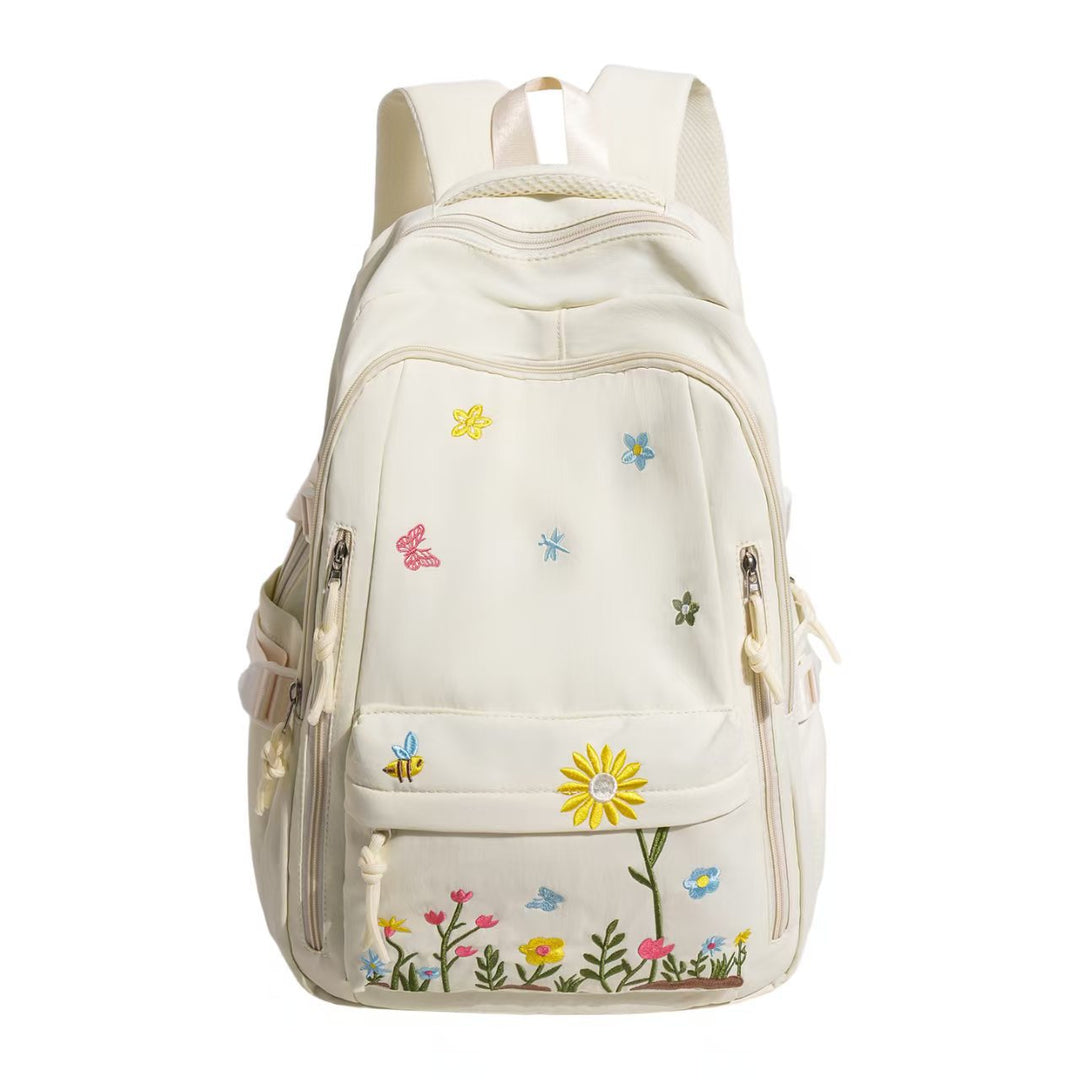Backpack with Floral Embroidery Pattern and Practical Compartments Stornfield