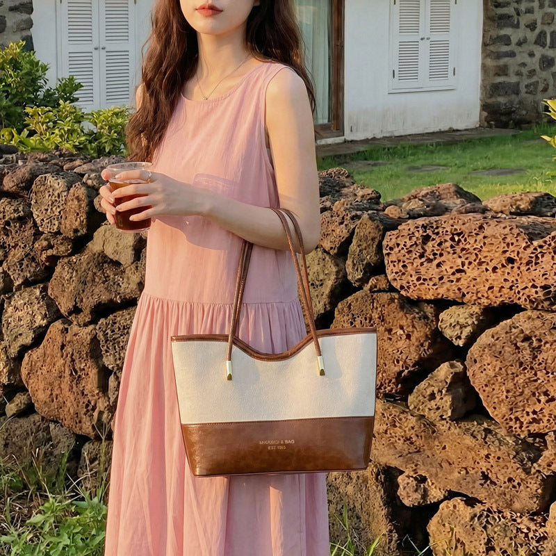 WoStylish Suede and Leather Shoulder Tote Bag Stornfield