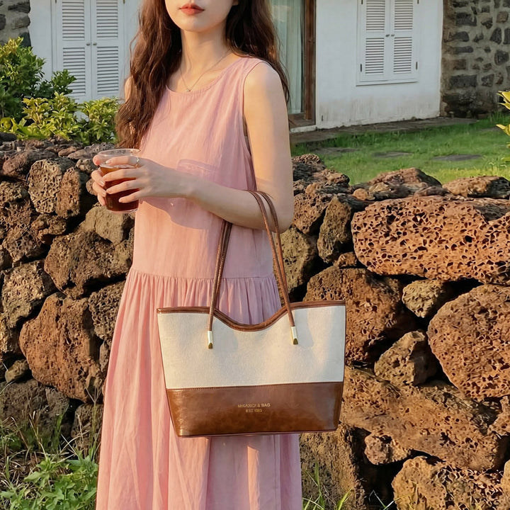 WoStylish Suede and Leather Shoulder Tote Bag Stornfield