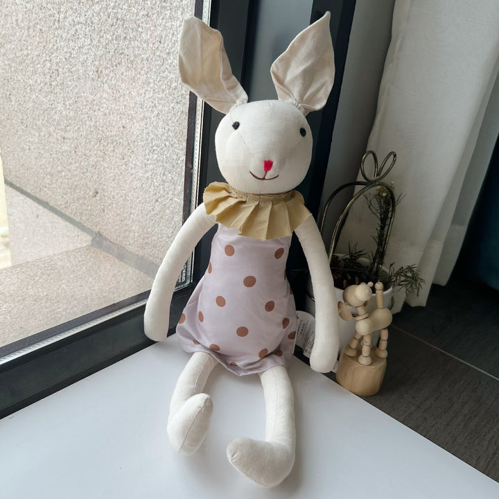 Handmade Organic Cotton Bunny Plush Dolls with Removable Outfits
