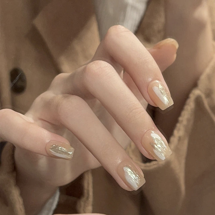 Elegant Gold-Accented Press-On Nail Set