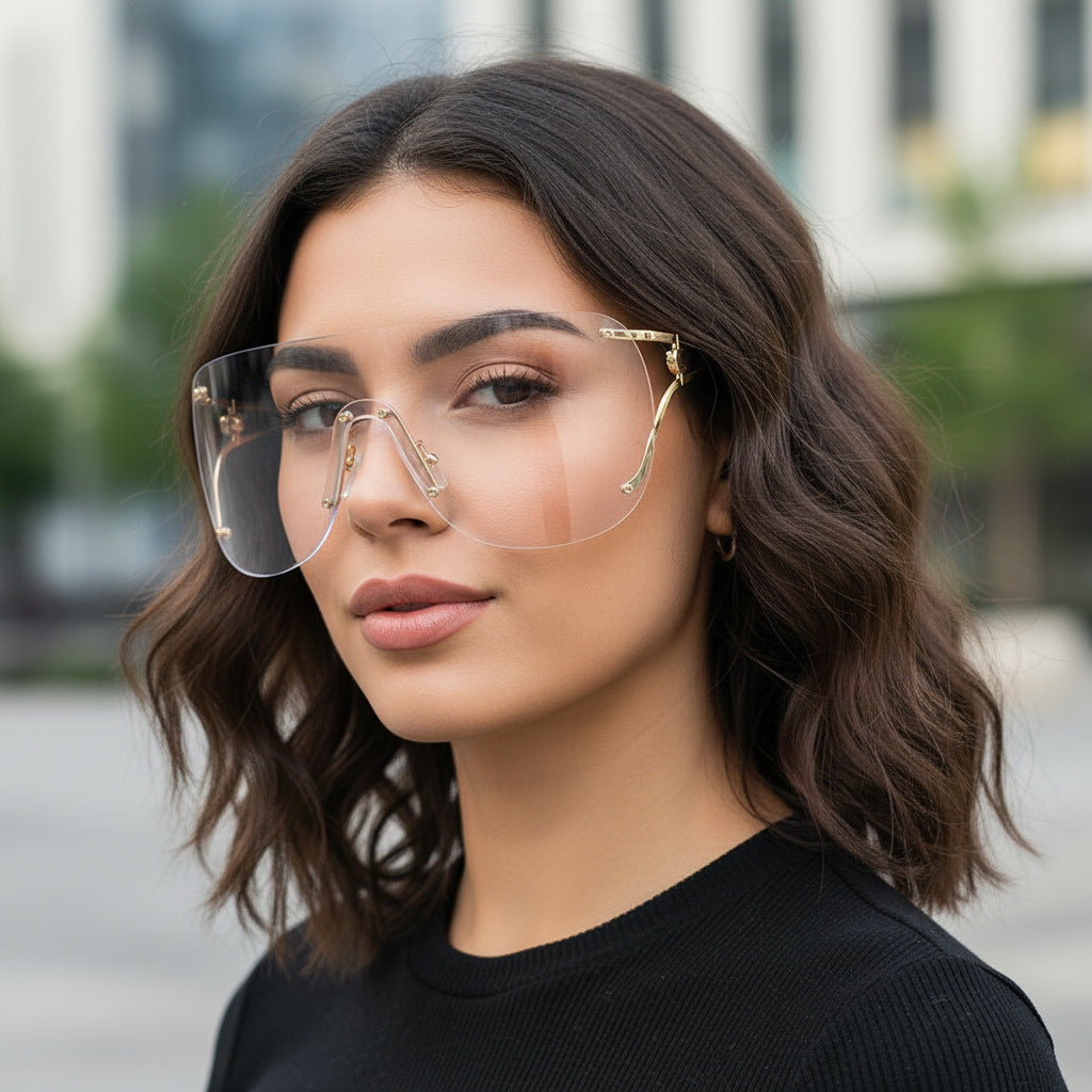 Women's visor-style sunglasses with elegant metal frame Stornfield