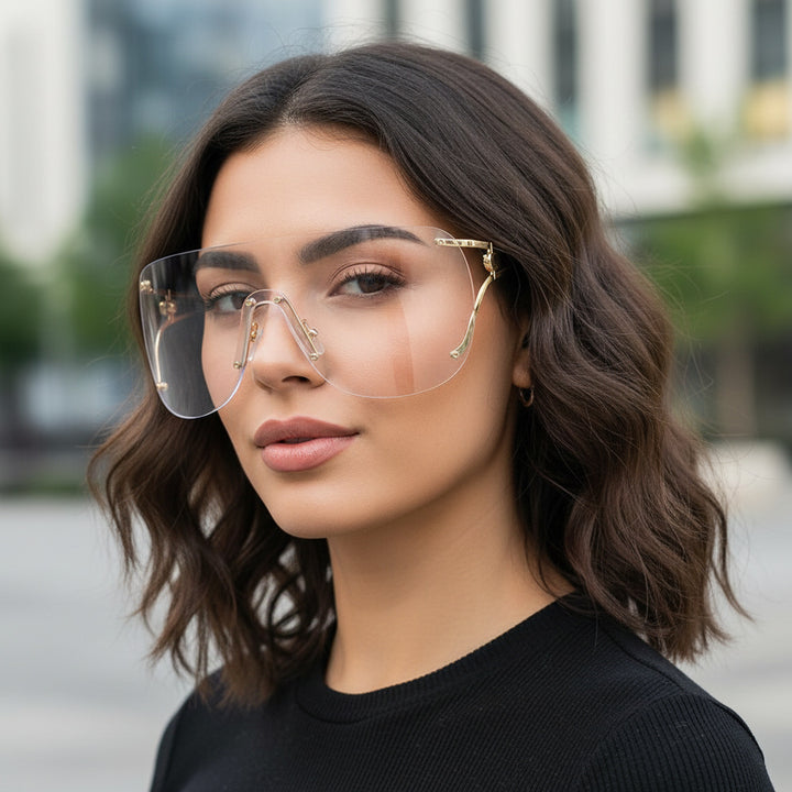 Women's visor-style sunglasses with elegant metal frame Stornfield