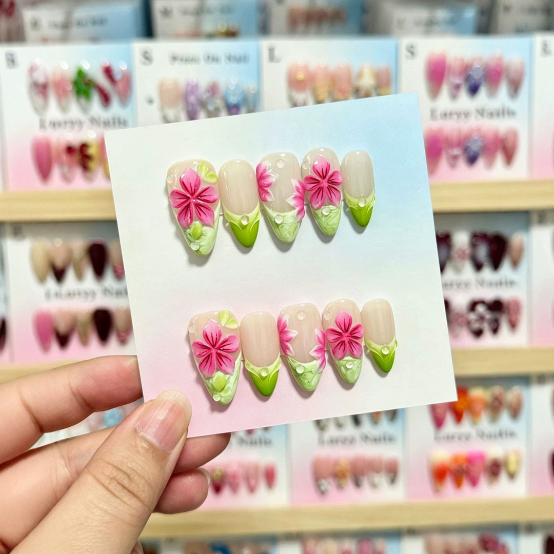 3D Floral Design Press-On Nail Art Set