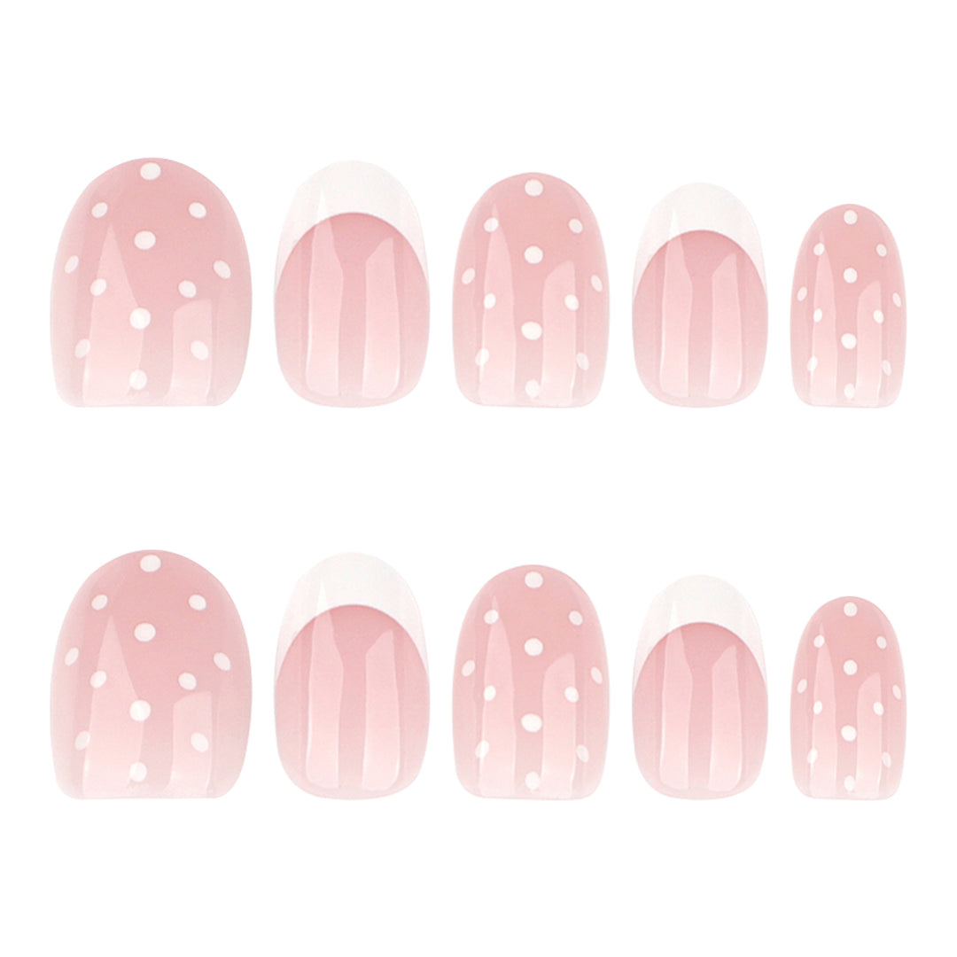 Elegant artificial nails with modern dots and fresh design Stornfield