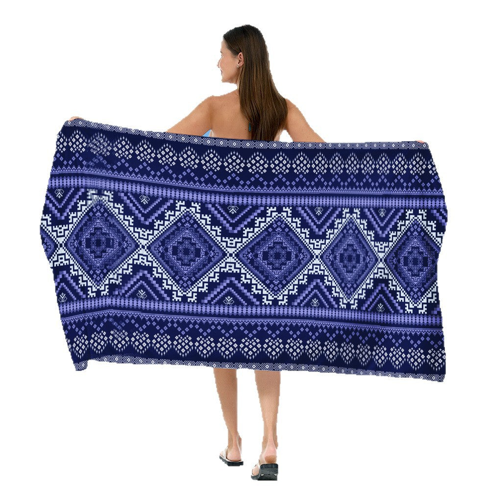 Beach blanket with exclusive geometric tribal design Stornfield