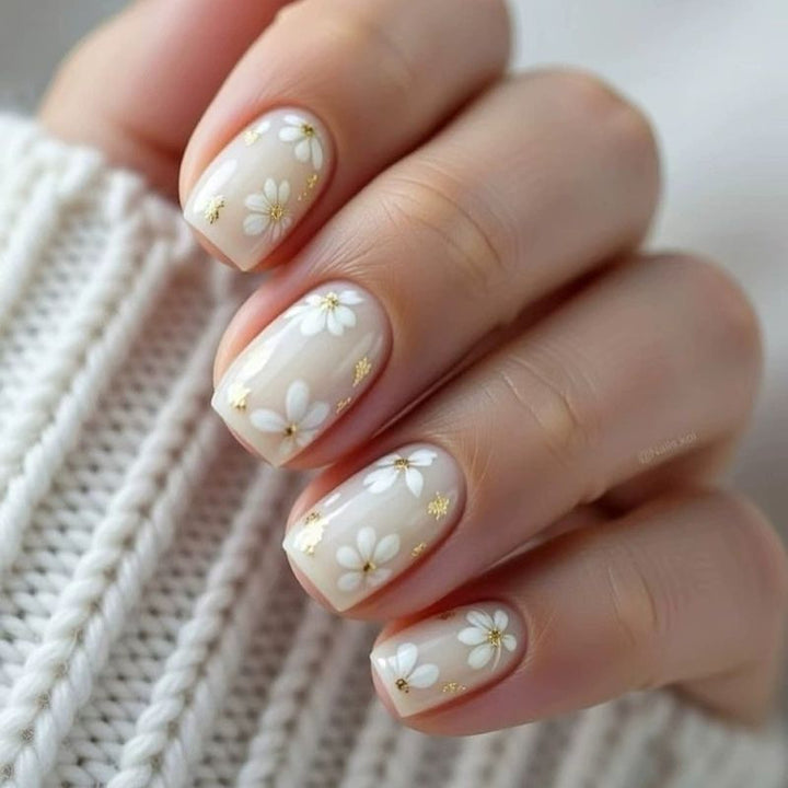 Floral Decorated Acrylic Nail Art Extensions Stornfield