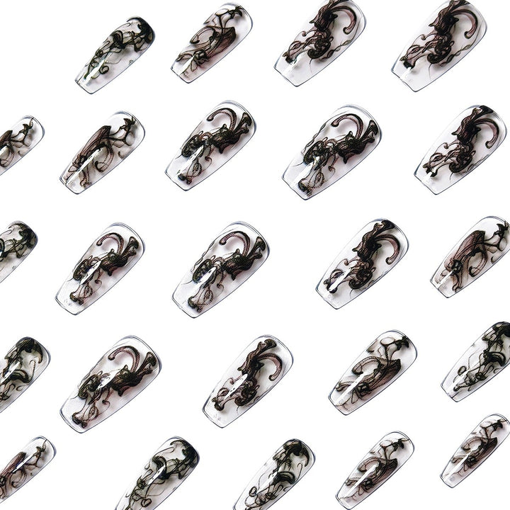 Artificial nails with modern transparent marble effect Stornfield