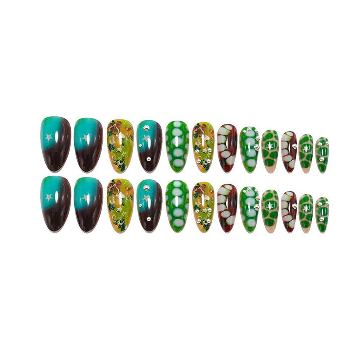 Creative artificial nails with 3D details and unique color accents Stornfield