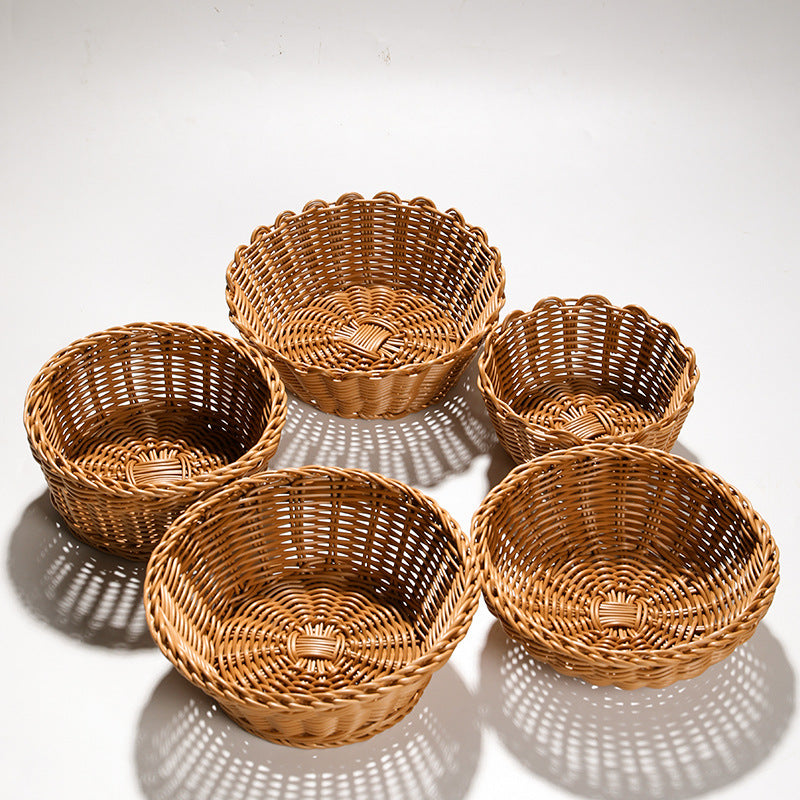 Handcrafted Round Wicker Serving Bowl Stornfield