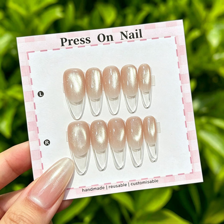 Elegant Reusable Press-On Nail Art Set with Floral Accents