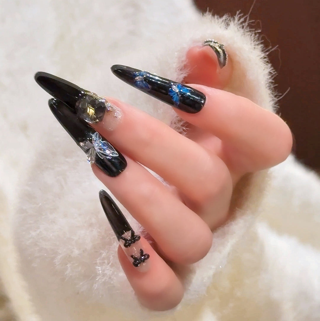 Glamorous Crystal-Studded Stiletto Press-On Nails Stornfield