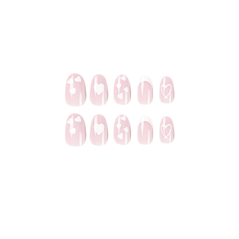 Elegant artificial nails with hearts and glitter Stornfield