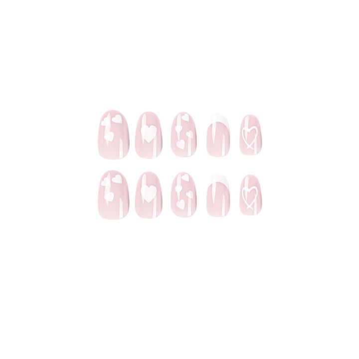 Elegant artificial nails with hearts and glitter Stornfield